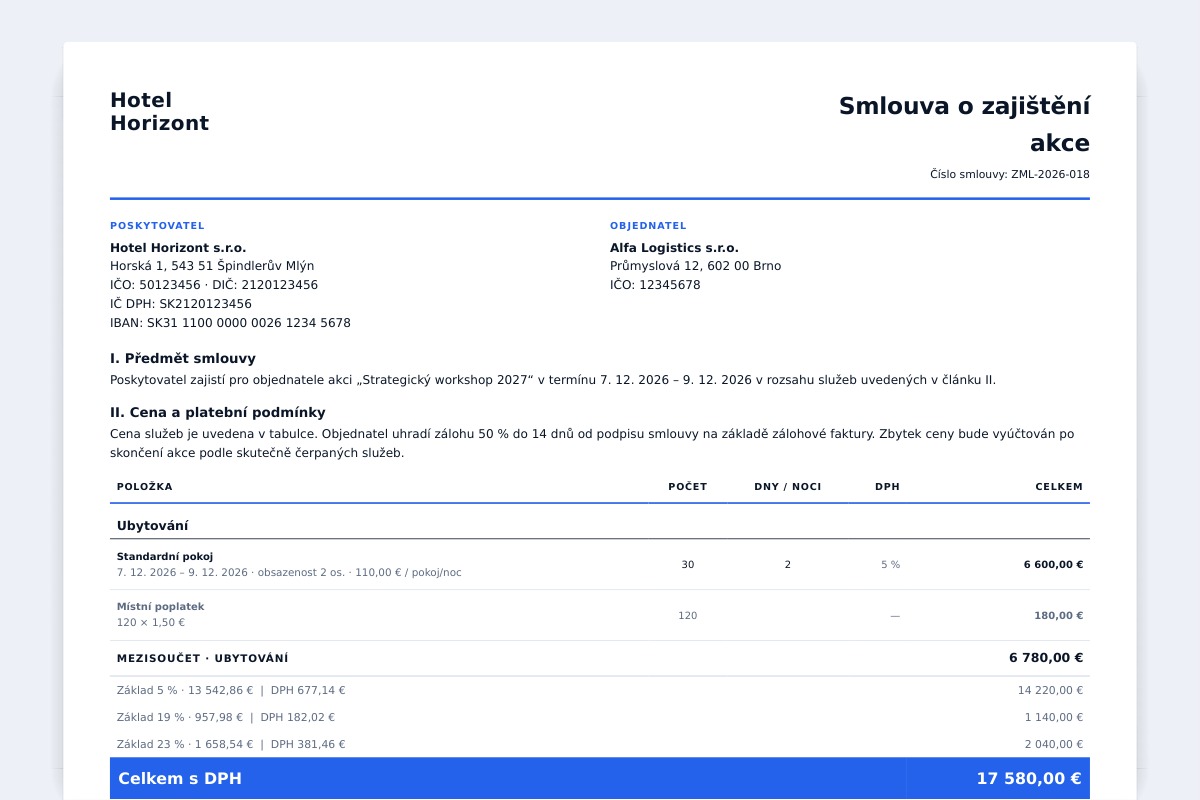 Verando · Contract and deposit invoice from the proposal
