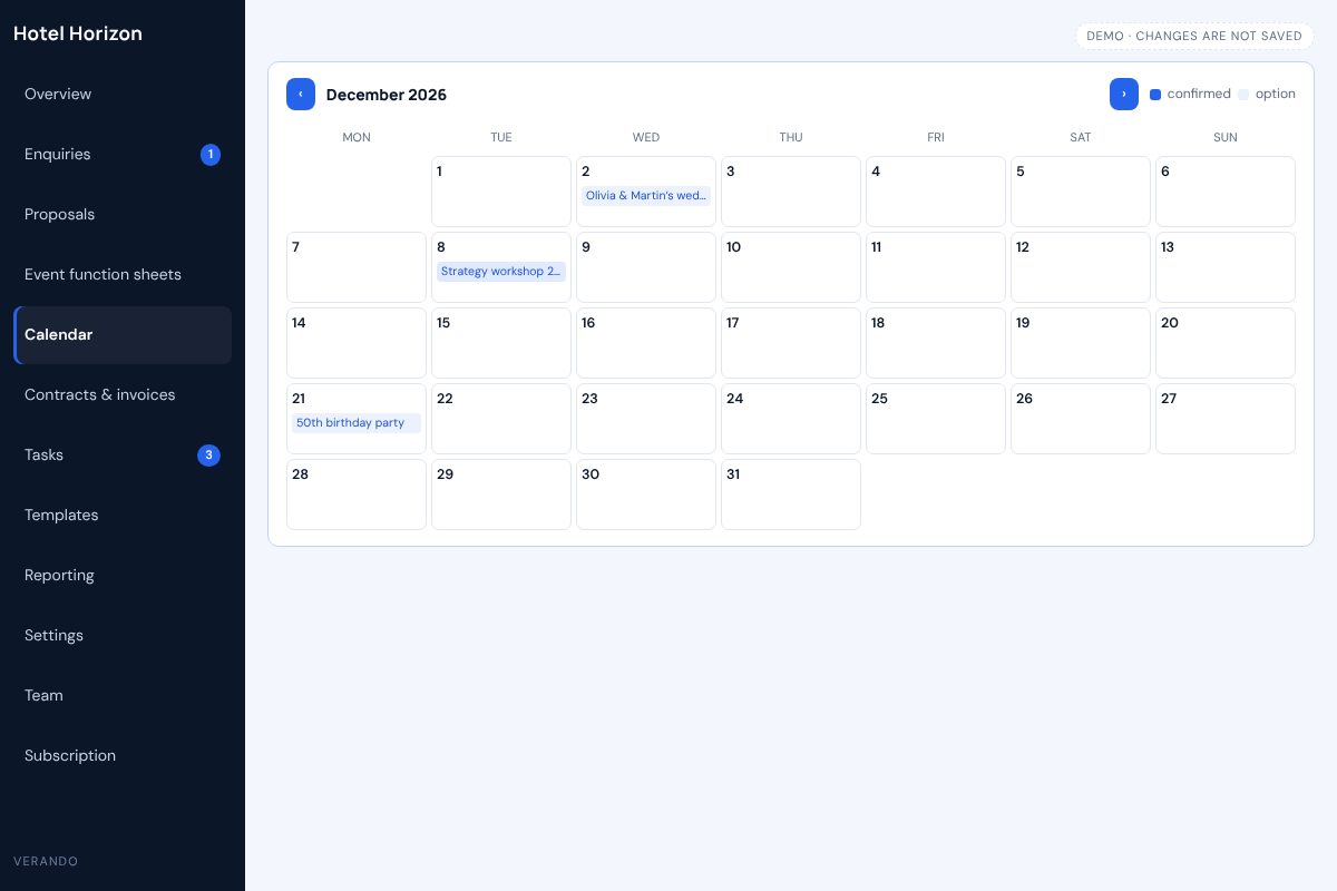 Calendario e opzioni