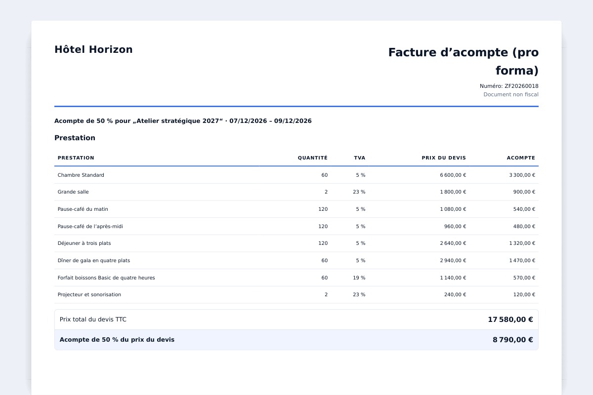 Verando · Contract and deposit invoice from the proposal