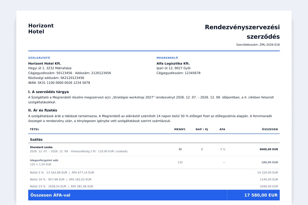 Verando · Contract and deposit invoice from the proposal