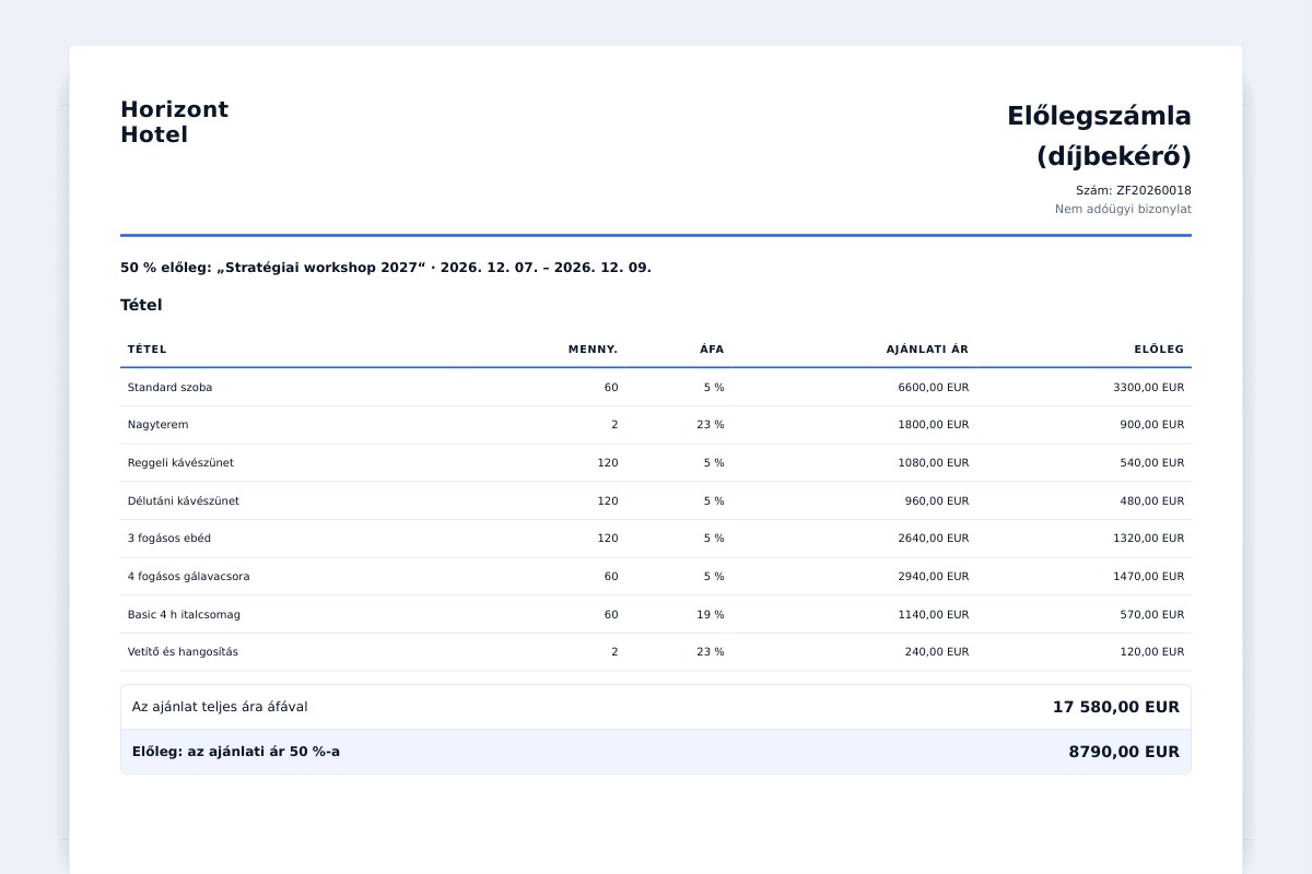 Verando · Contract and deposit invoice from the proposal
