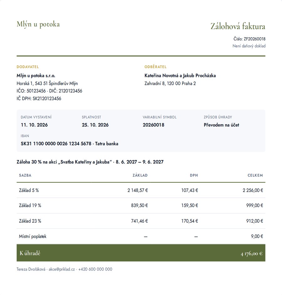 Verando · Smlouva a zálohová faktura z nabídky
