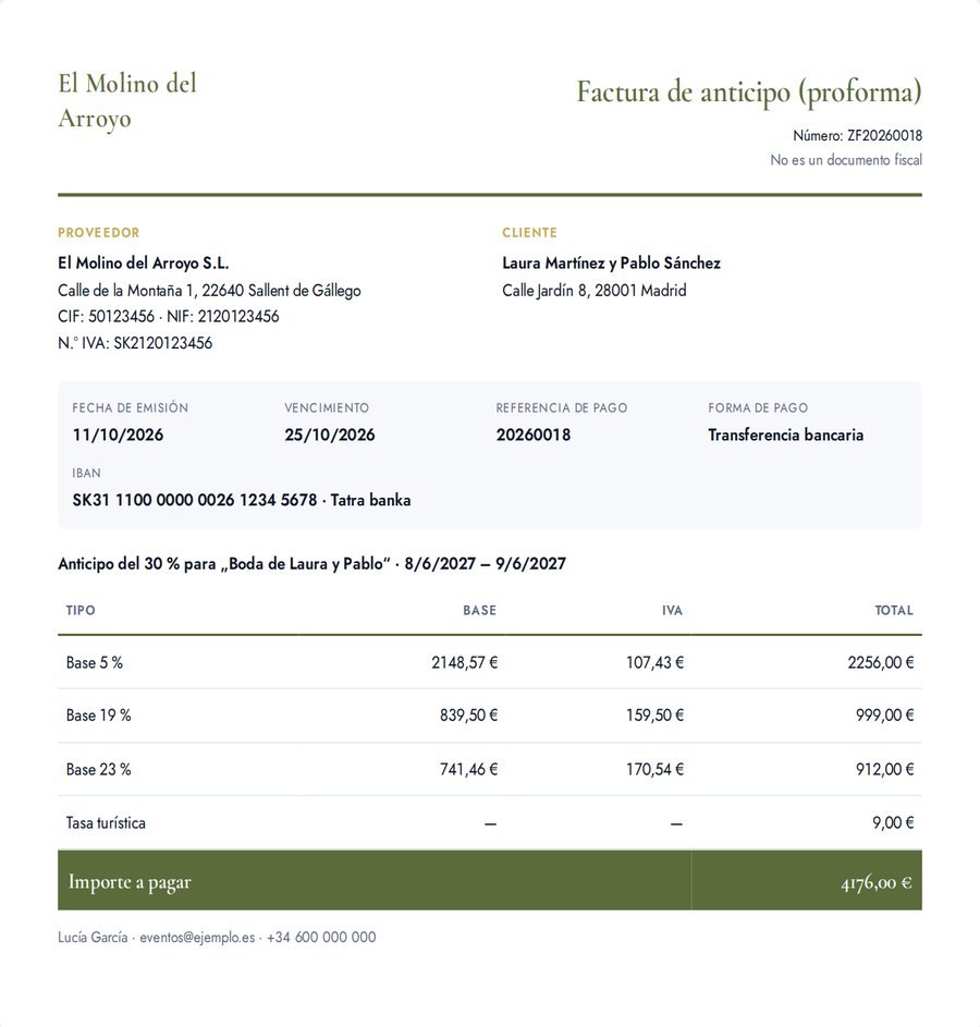 Verando · Contrato y factura de anticipo desde la propuesta